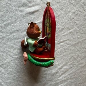 Squirrel Angel Christmas Ornament with Stained Glass Window